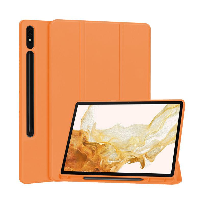 GENERICO - Fundas Con Porta Lapiz Para Galaxy Tab S7-S8-S9-S9Fe-S10Fe - Naranjo