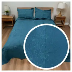 GENERICO - Cubrecama Verano King Quilt De Diseños Bordados