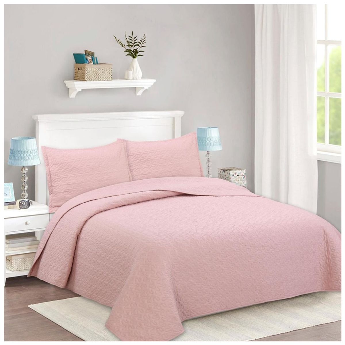 GENERICO - Cubrecama Verano King Quilt De Diseños Bordados