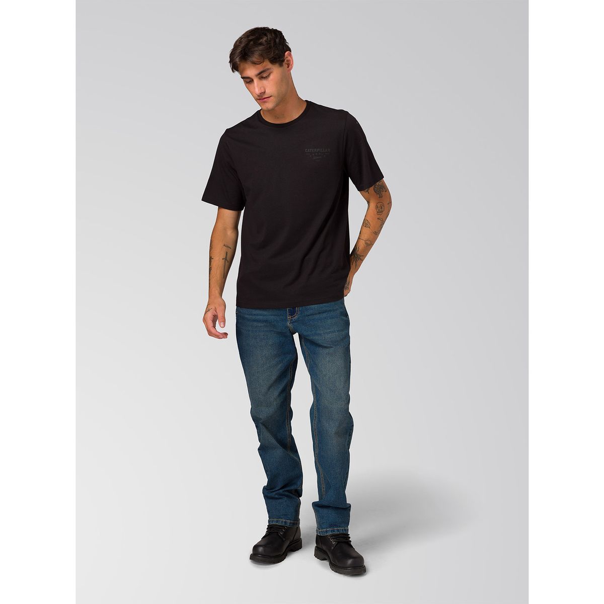 CAT - Polera Manga Corta Hombre Heritage Peoria Negro CAT