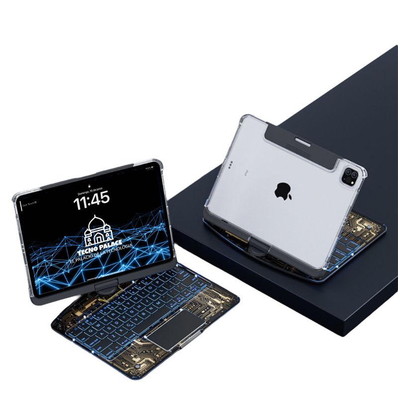 GENERICO - Funda Teclado TouchPad 360 Para iPad 12.9 - Air 13 (M2) Negro Transp