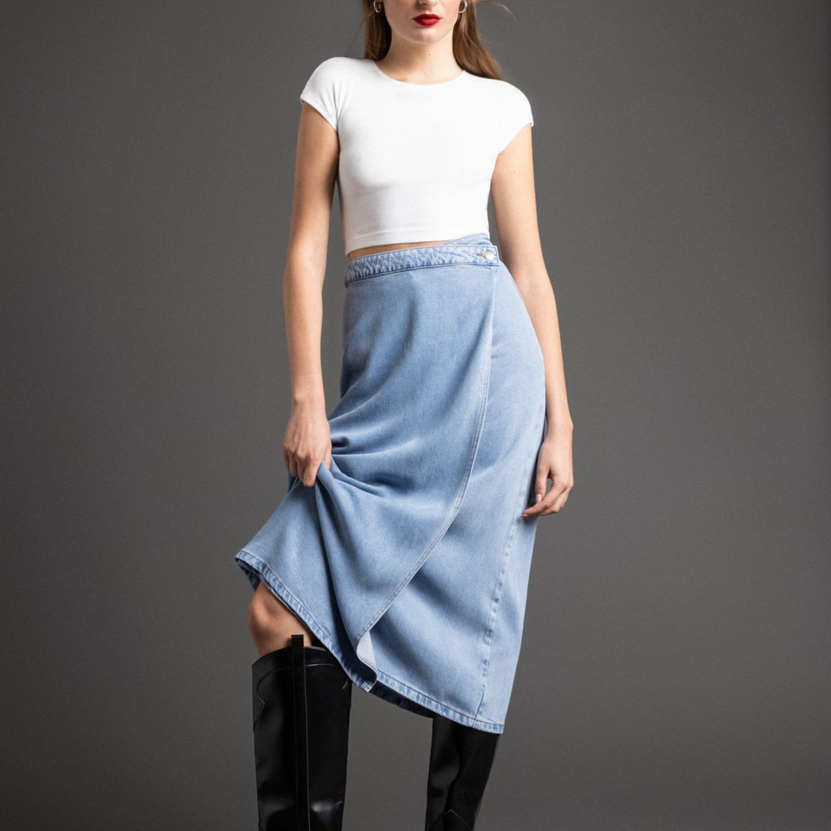 IO - Falda Larga Mujer Celeste Io