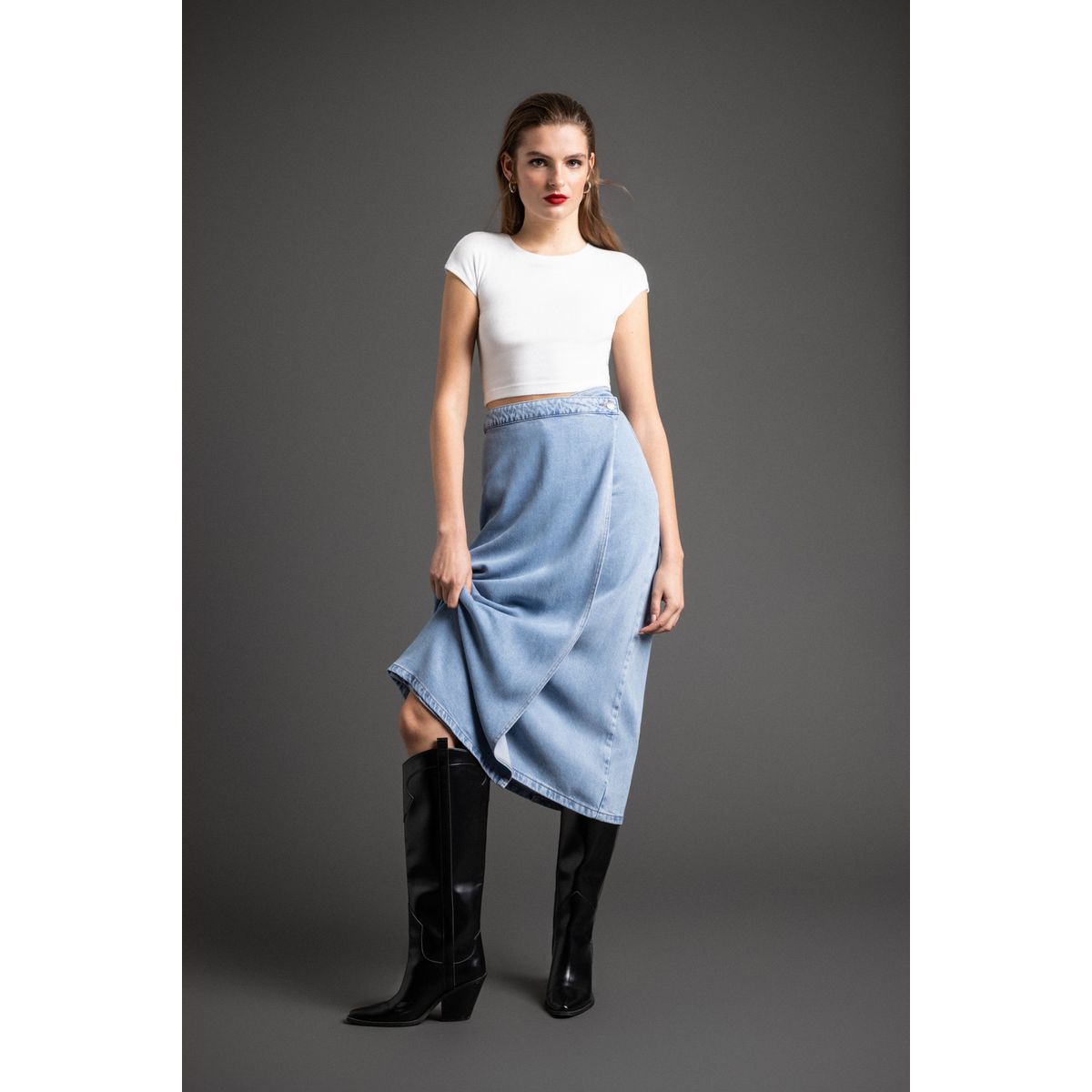 IO - Falda Larga Mujer Celeste Io