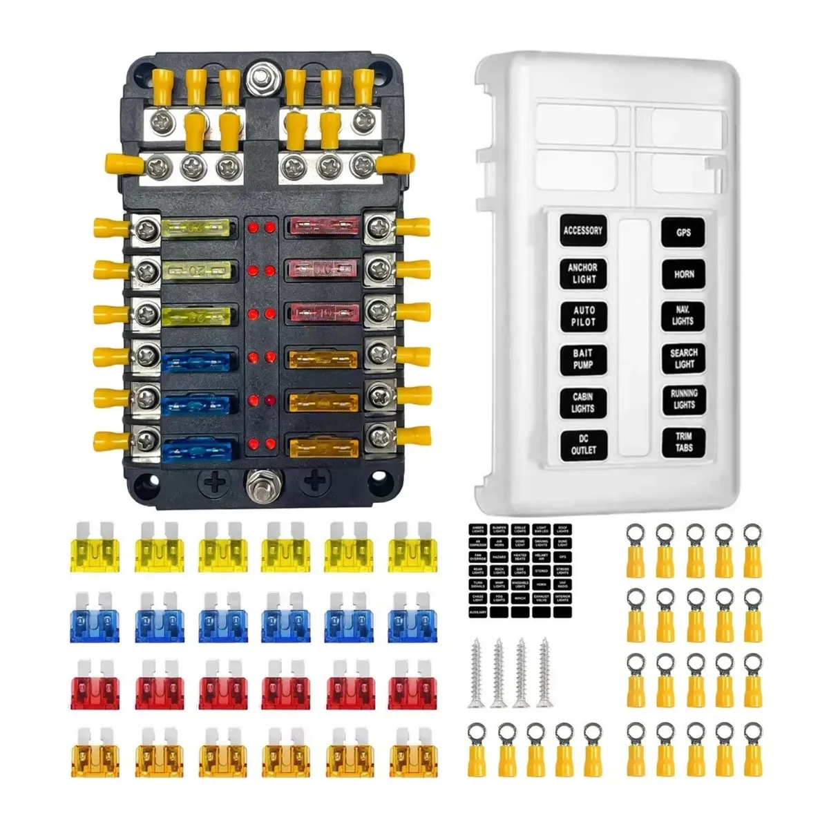 GENERICO - Bloque De Fusibles De 12 Vías Ato/atc Con Indicador Led