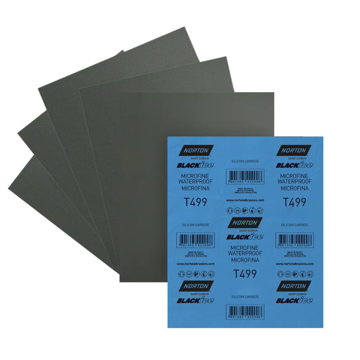 NORTON - Pack 5und Lija al Agua Black Ice T-499 Grano 2000 Microfina