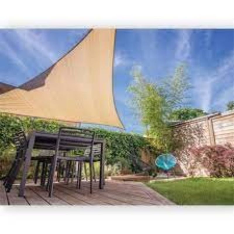 ANGELES DEL HOGAR - TOLDO VELA SOMBRA TRIANGULAR 5X5X5 MTS LONAS TELA SOMBRILLA