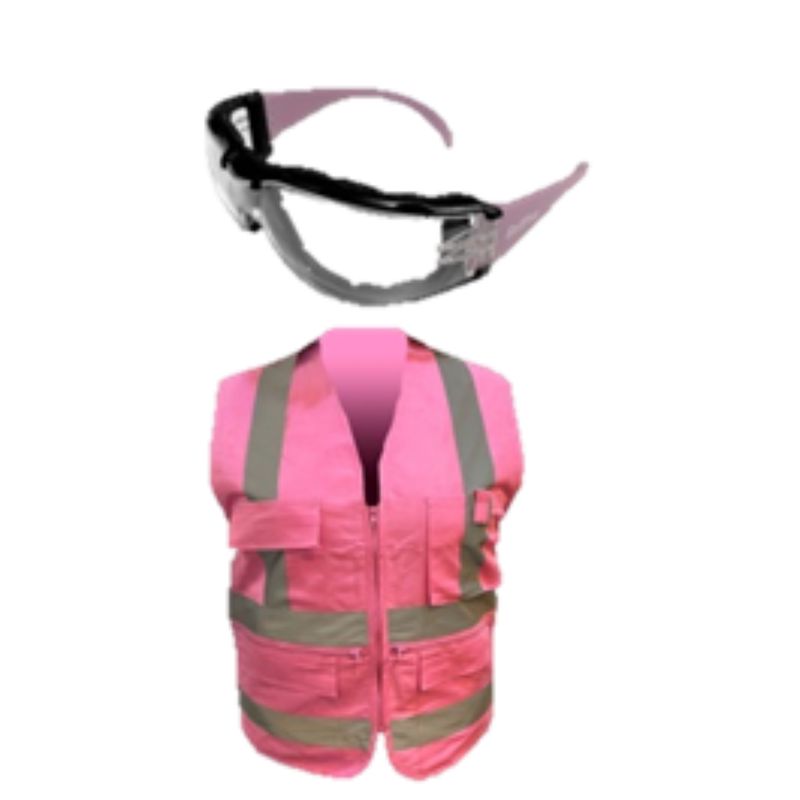 METALFER - Pack Chaleco Geólogo Rosado Talla XXL Y Lentes B-foam Rosado Getpro