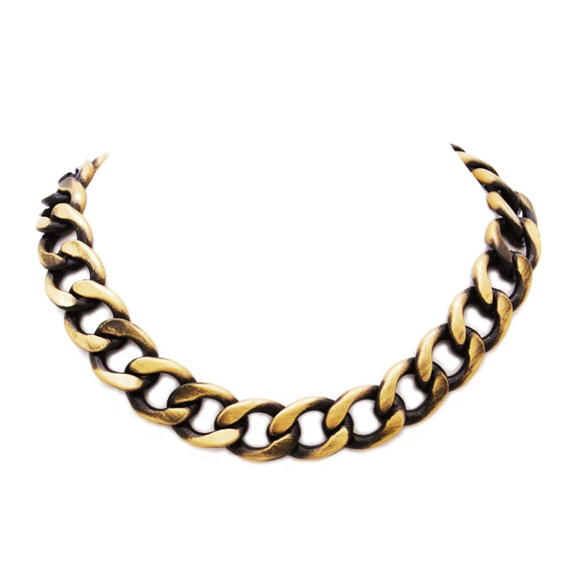 VANE COLLECTION - Collar para mujer cadena corto de eslabones gruesos dorado envejecido en acrílico