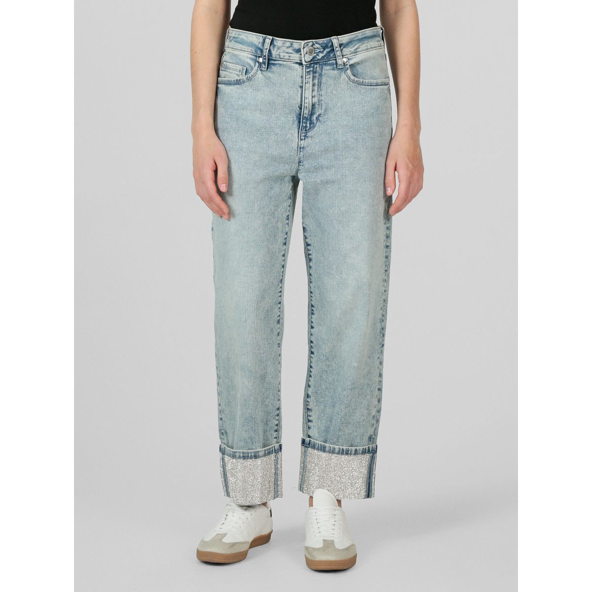 KARL LAGERFELD - Pantalón denim con detalles hotfix