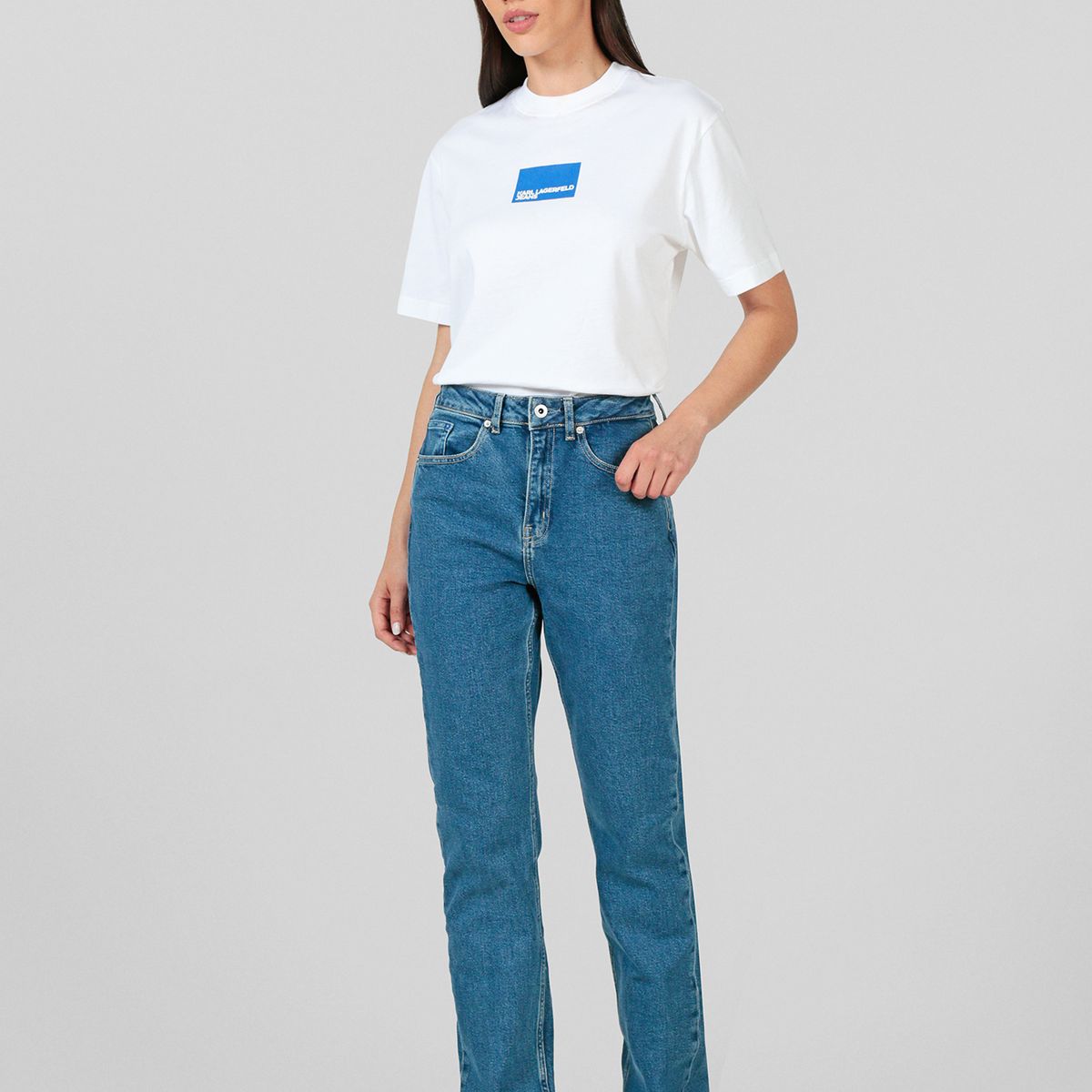 KARL LAGERFELD - Jeans straight de talle alto