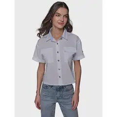 KARL LAGERFELD - Camisa crop de popelina