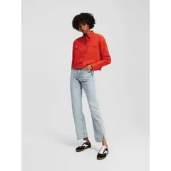 KARL LAGERFELD - Jeans recto de talle alto con bajo dividido