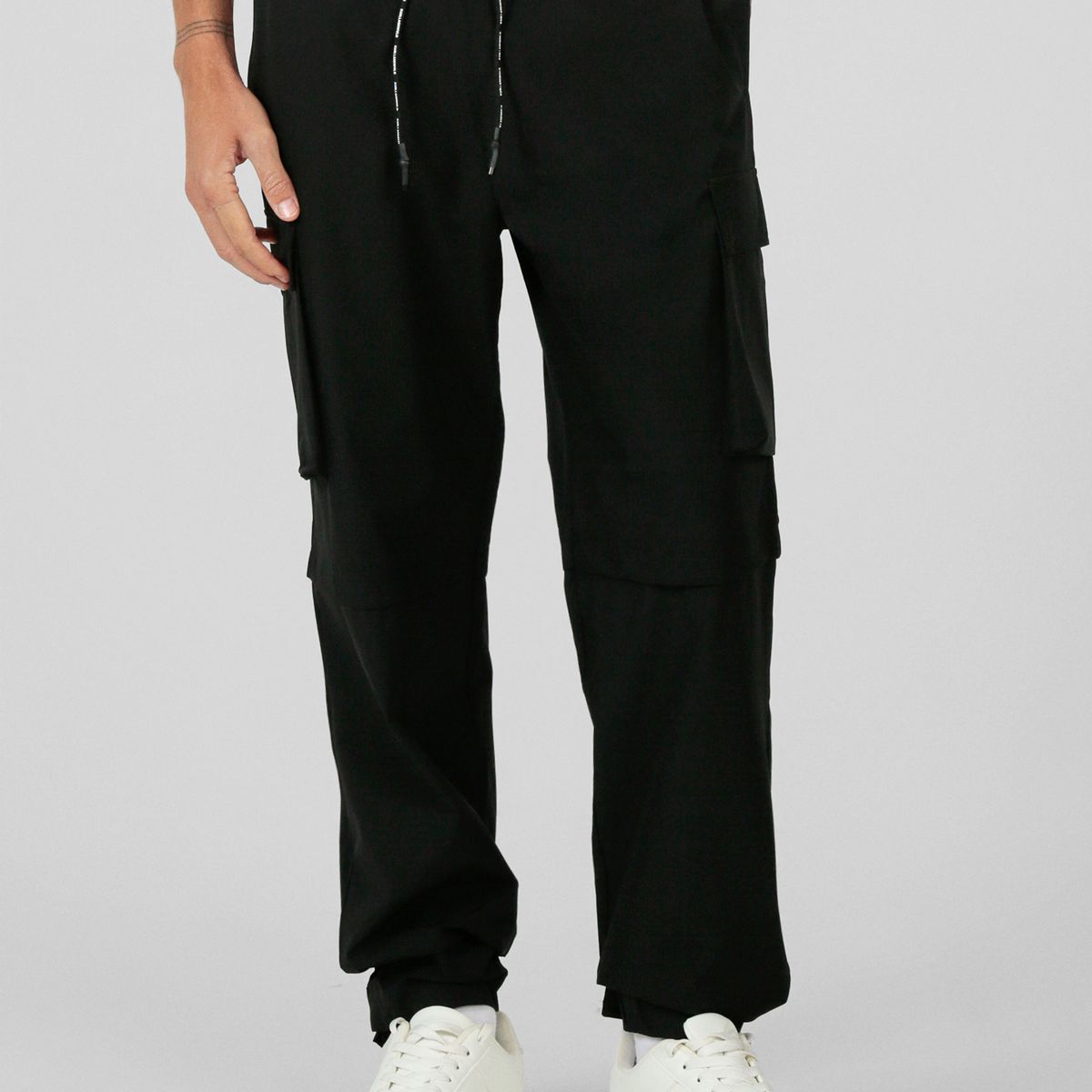 KARL LAGERFELD - Pantalón cargo de nailon Negro Karl Lagerfeld