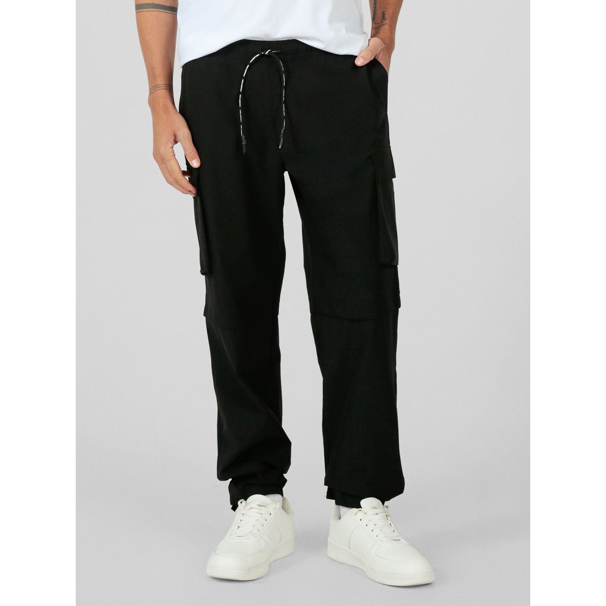 KARL LAGERFELD - Pantalón cargo de nailon Negro Karl Lagerfeld
