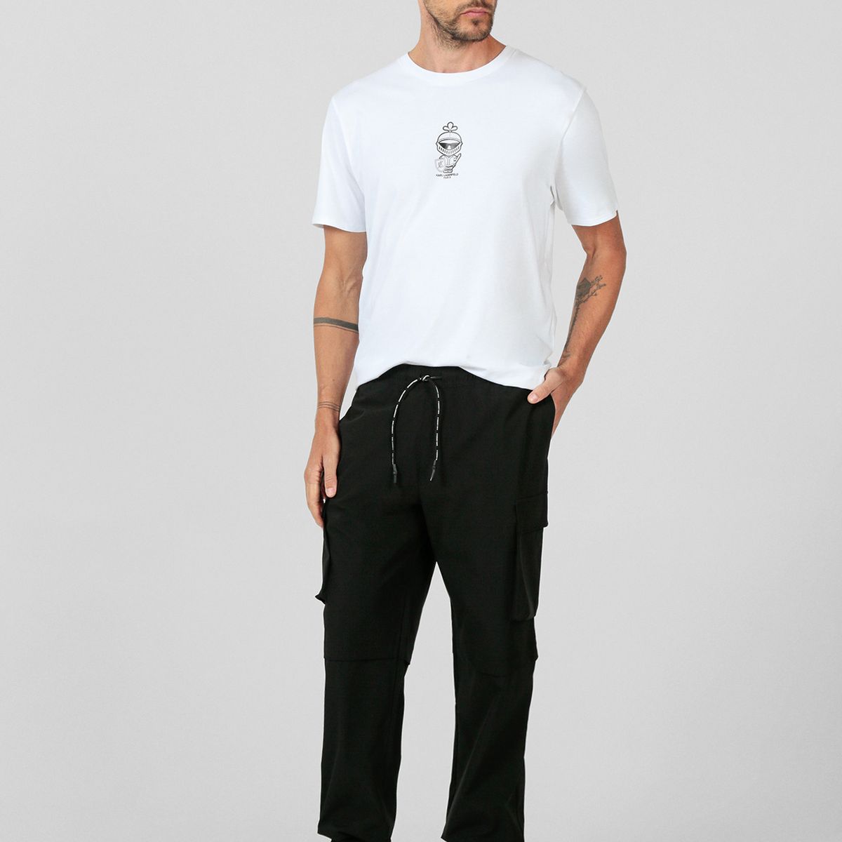 KARL LAGERFELD - Pantalón cargo de nailon Negro Karl Lagerfeld