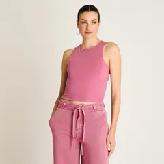 ACUARELA - Polera Crop Top Rosa Sin Mangas