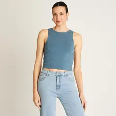 ACUARELA - Polera Crop Top Indigo Sin Mangas
