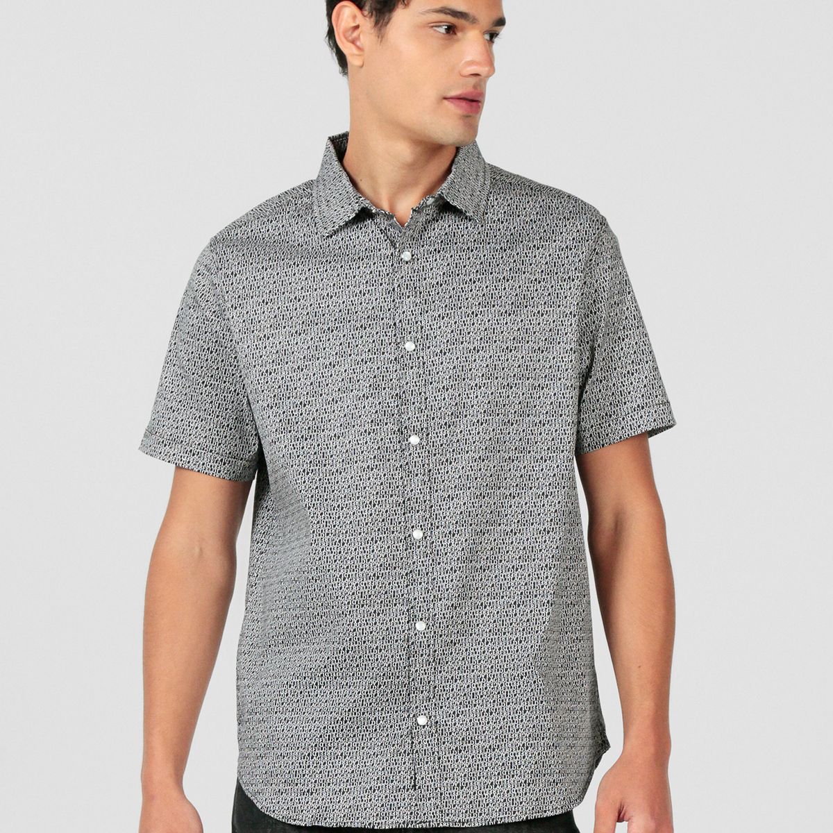 KARL LAGERFELD - Camisa de manga corta con estampado integral de logo