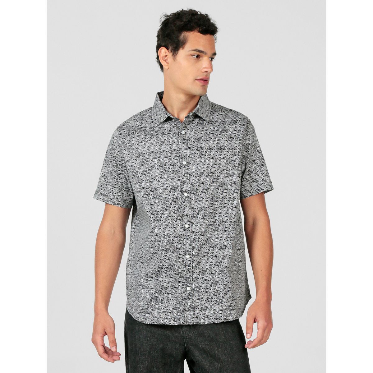 KARL LAGERFELD - Camisa de manga corta con estampado integral de logo