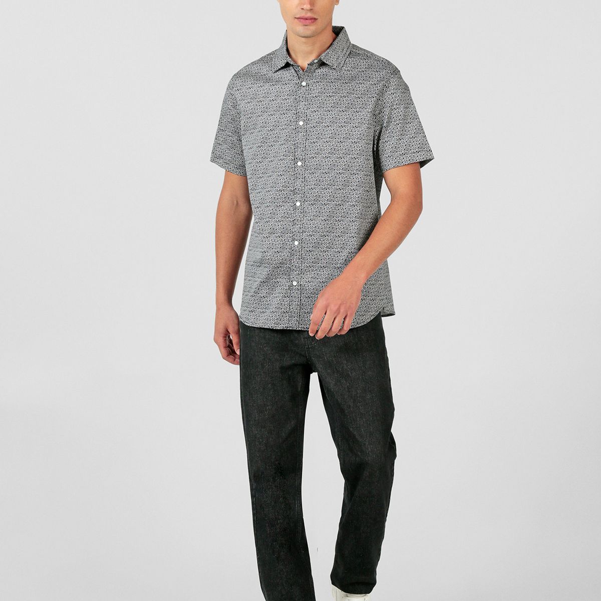 KARL LAGERFELD - Camisa de manga corta con estampado integral de logo