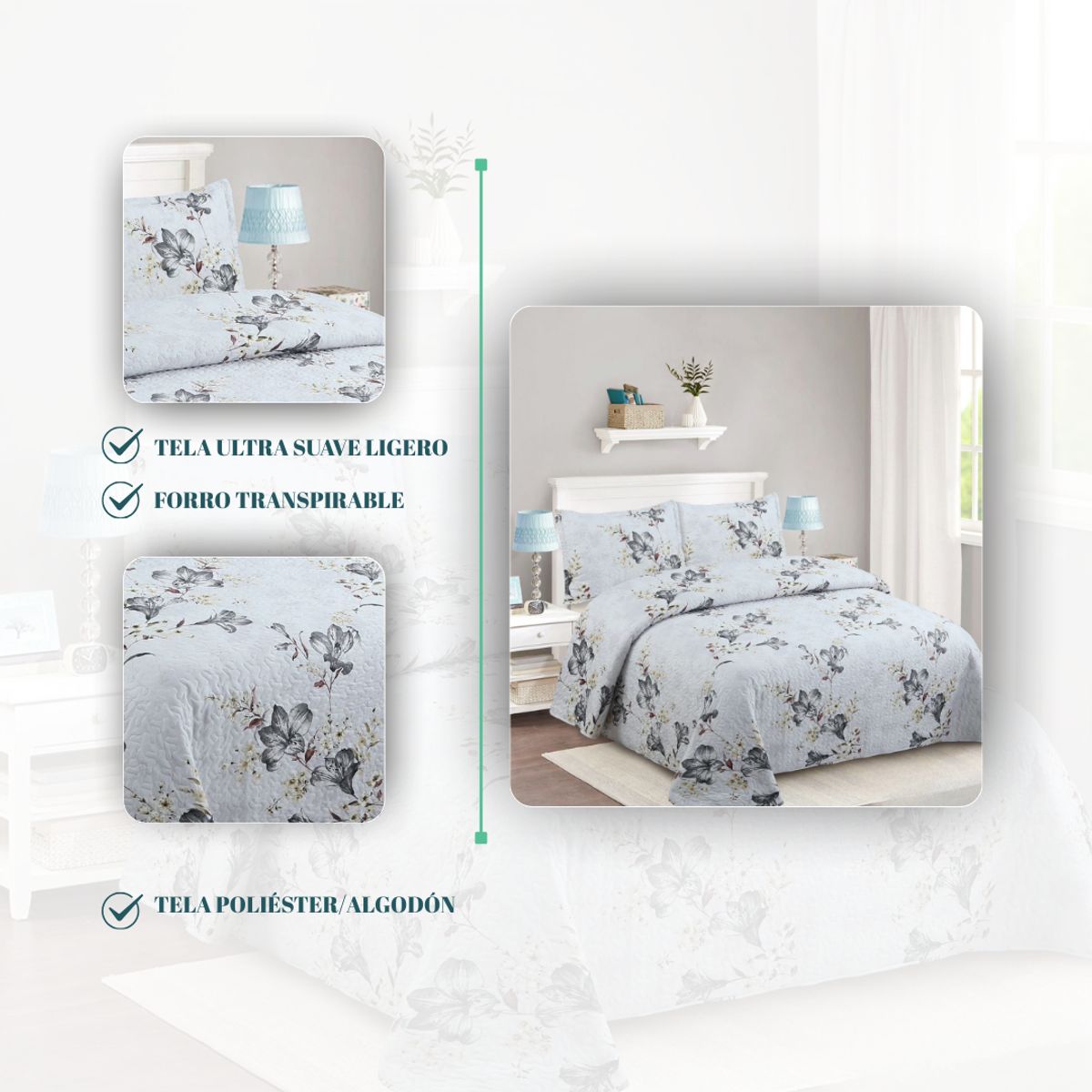 GENERICO - Cubrecama Verano King Quilt De Diseños Estampados