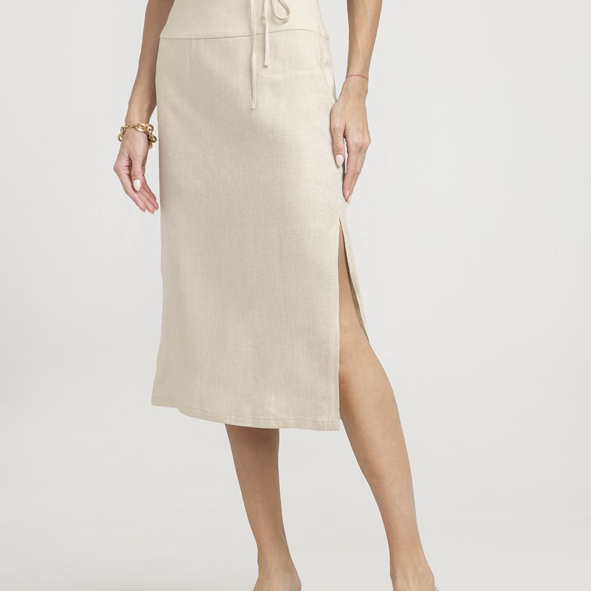 CANADIENNE - Falda Mujer Andrea Lino Beige