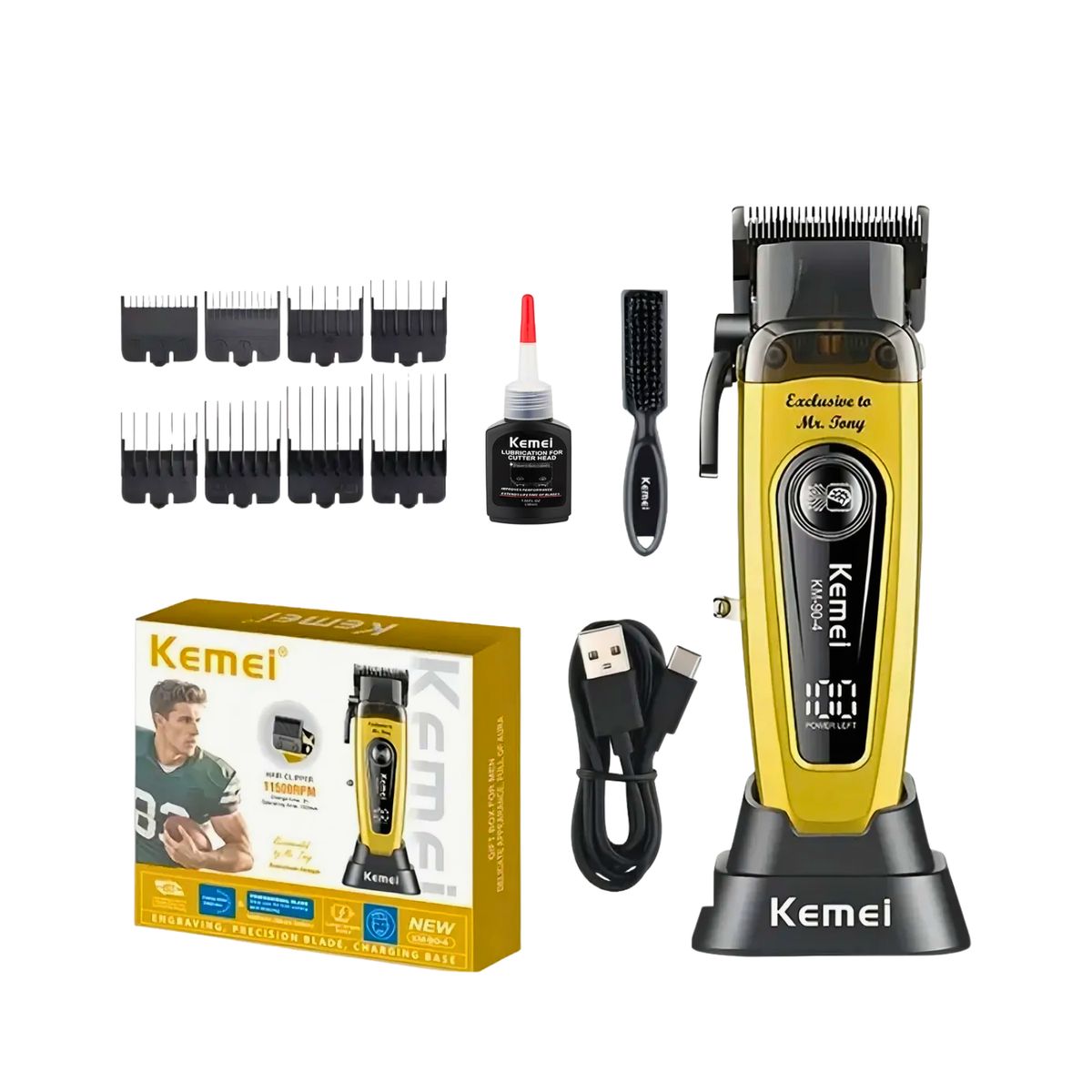 KEMEI - Maquina Clipper Kemei Km-90-4 11,500 Rpm Dlc Blade Color Dorado