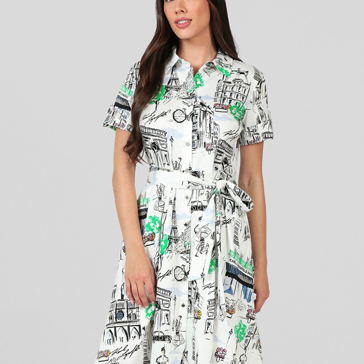 KARL LAGERFELD - Vestido tipo camisa con estampado