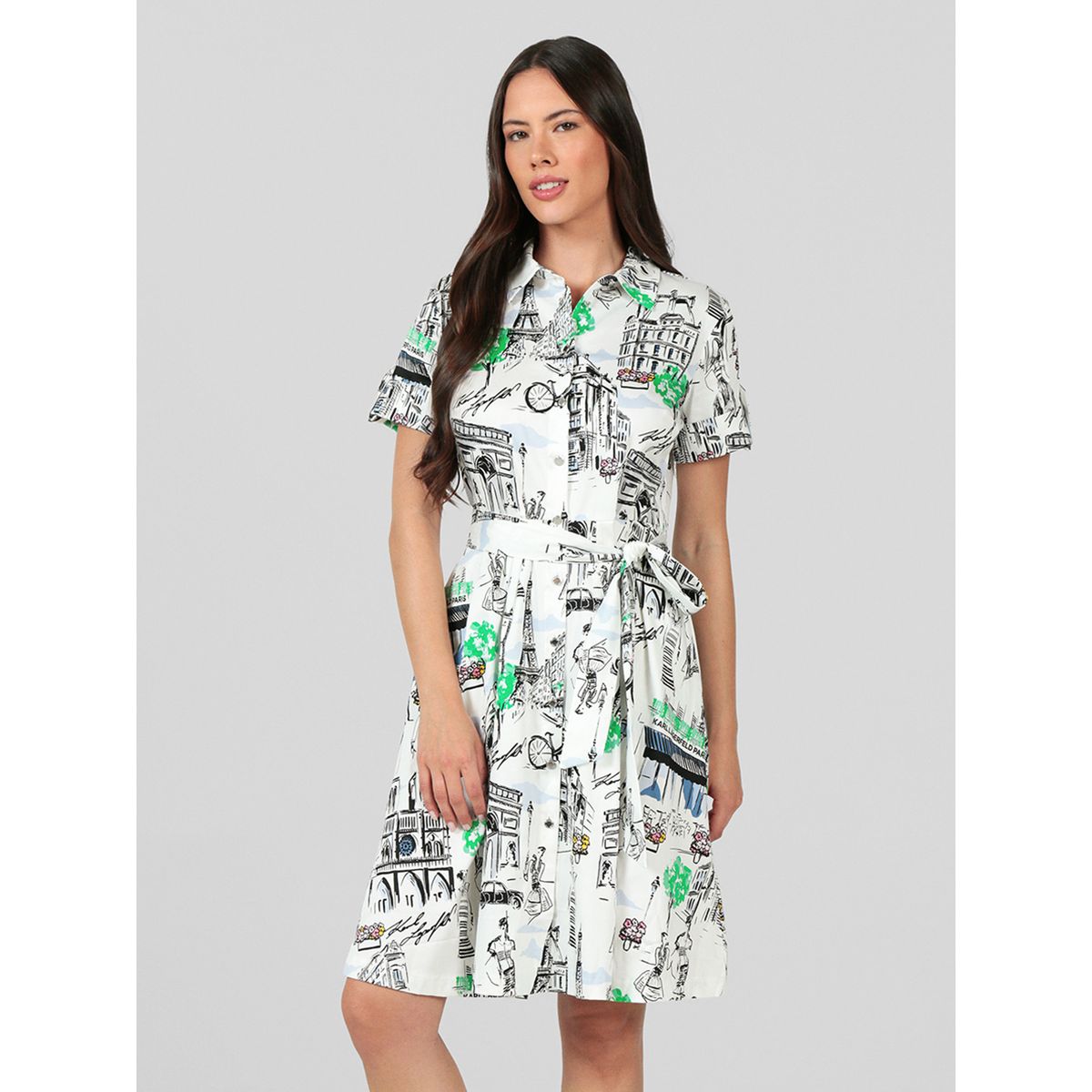 KARL LAGERFELD - Vestido tipo camisa con estampado