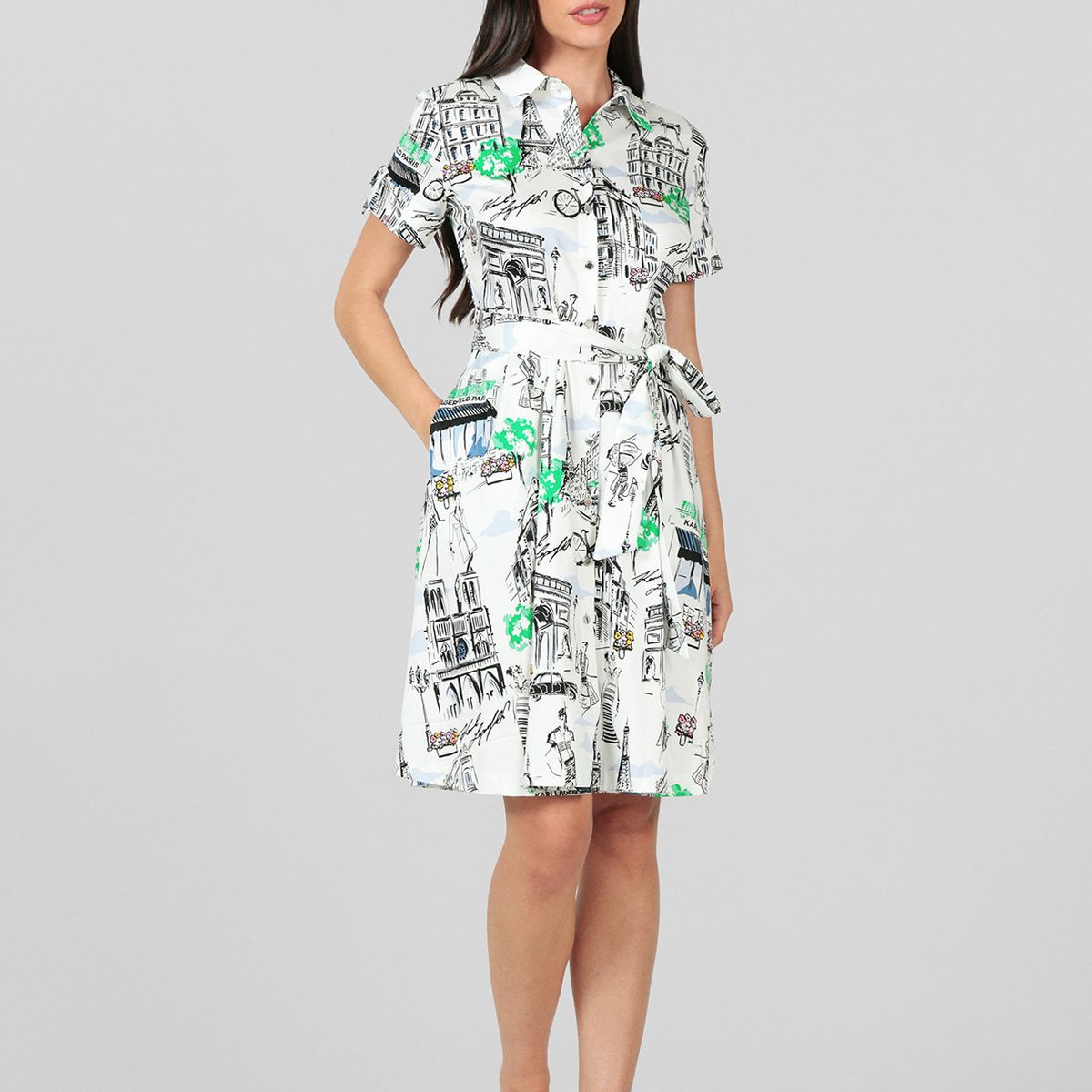 KARL LAGERFELD - Vestido tipo camisa con estampado