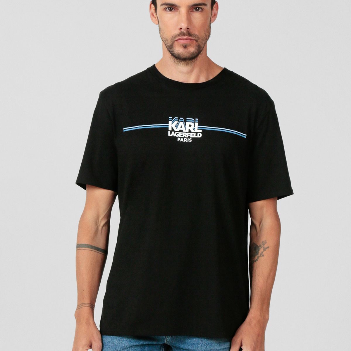 KARL LAGERFELD - Polera con franjas estilo racing