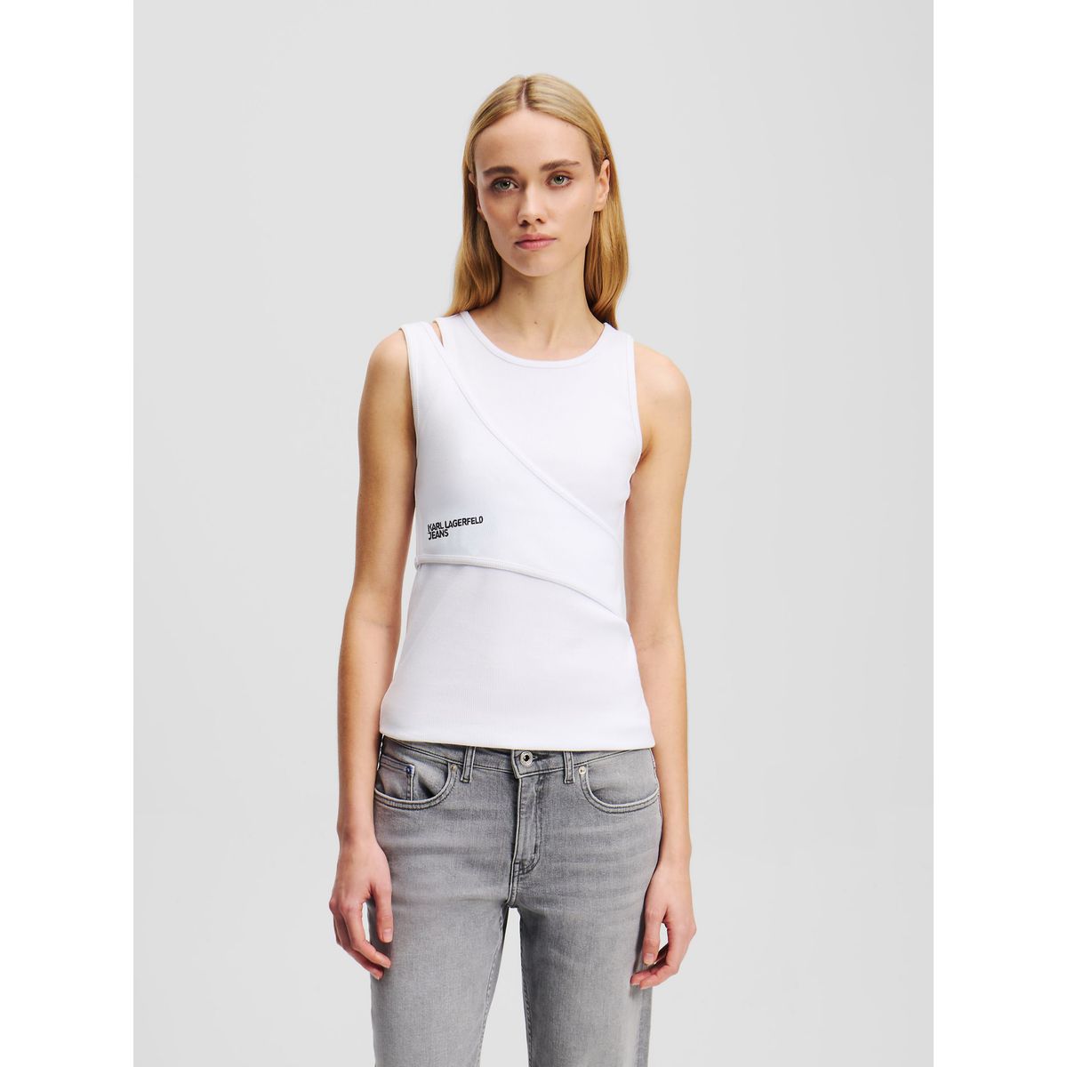 KARL LAGERFELD - Polera acanalada sin mangas