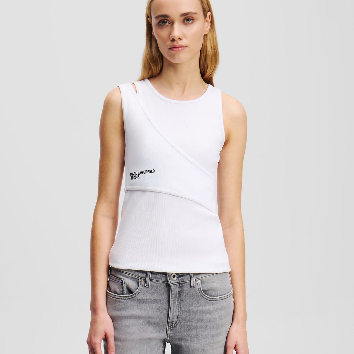 KARL LAGERFELD - Polera acanalada sin mangas