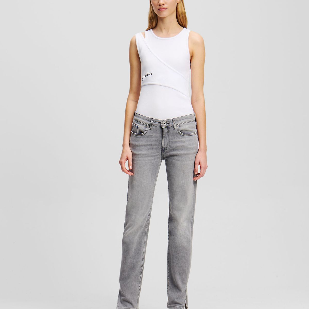 KARL LAGERFELD - Polera acanalada sin mangas