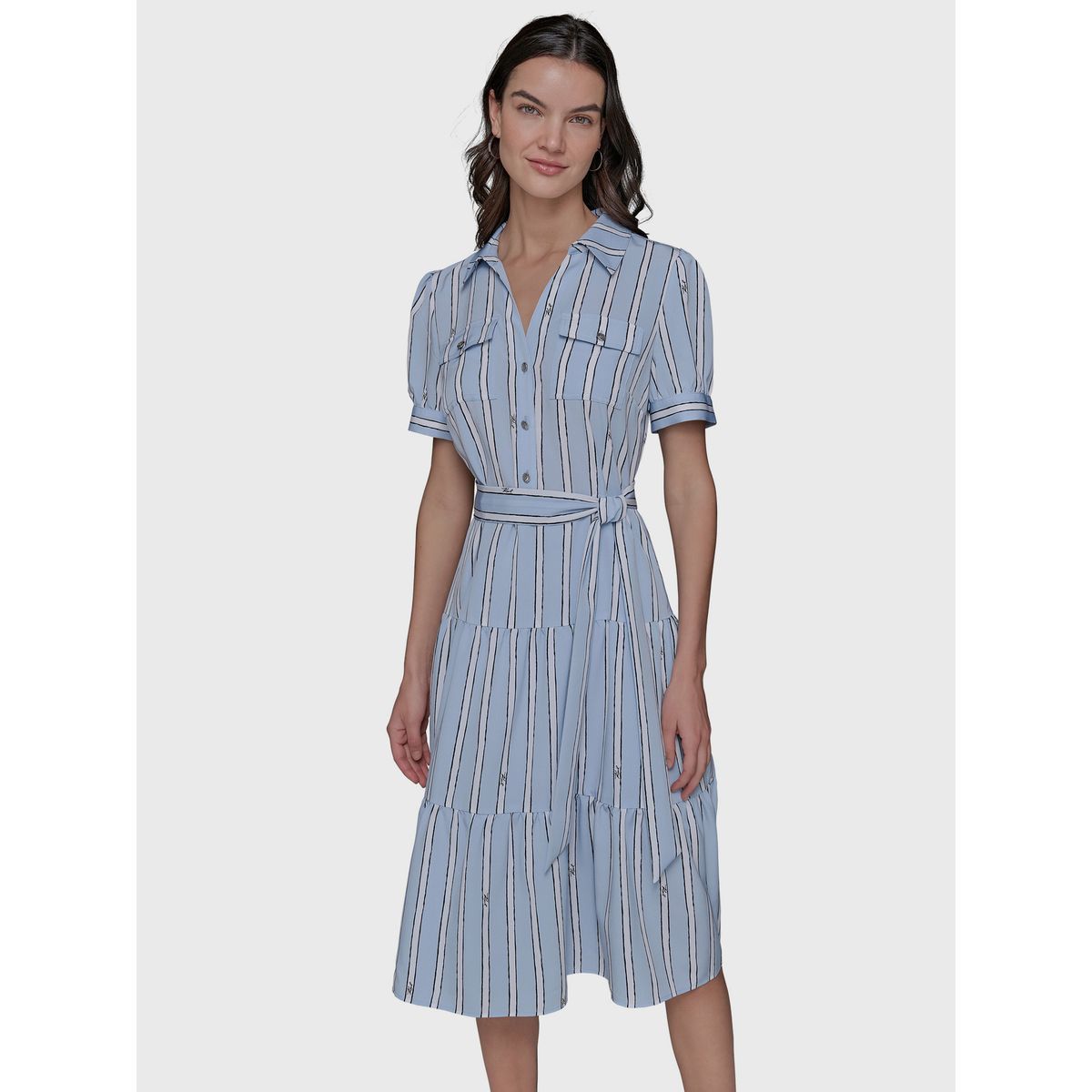 KARL LAGERFELD - Vestido midi con estampado de rayas