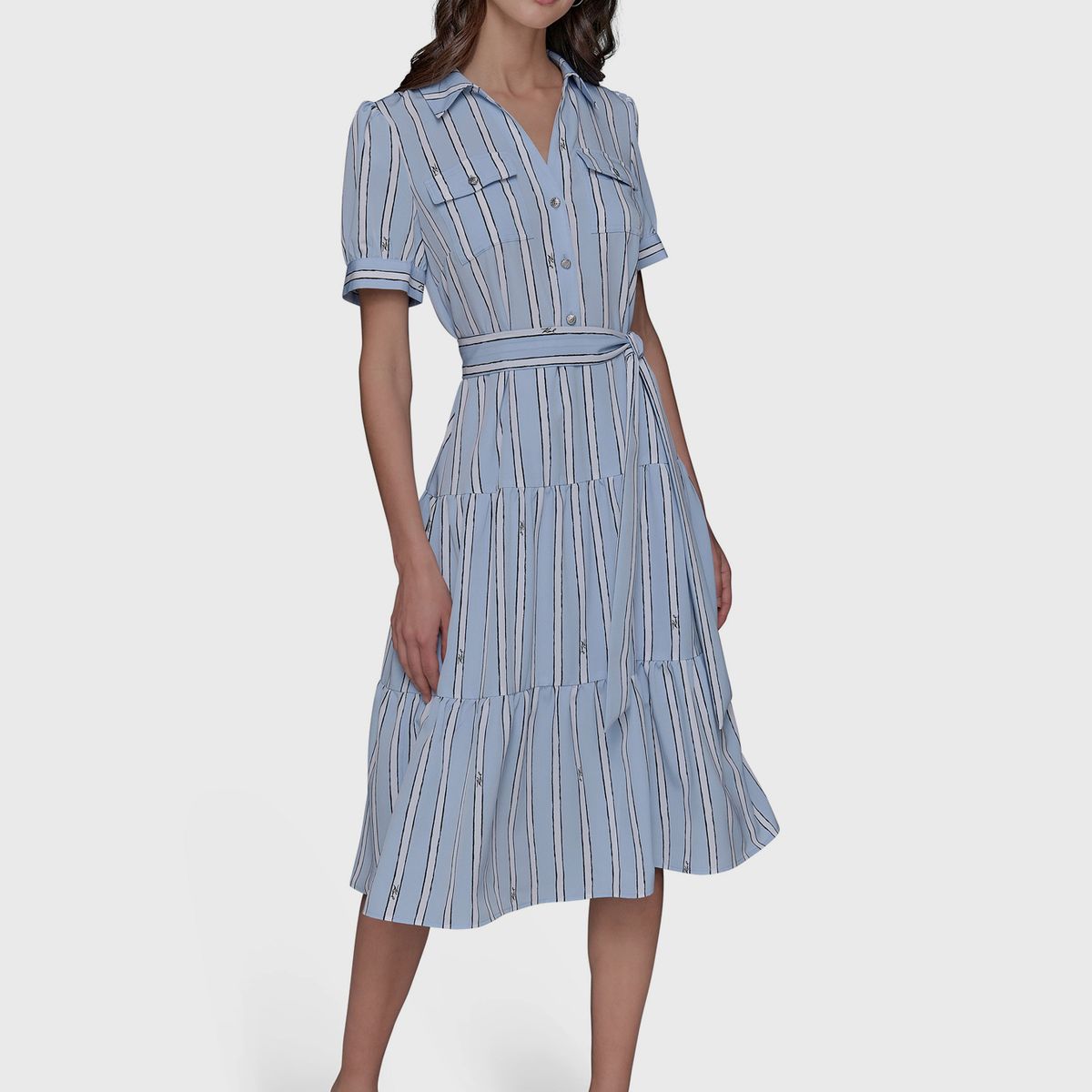 KARL LAGERFELD - Vestido midi con estampado de rayas