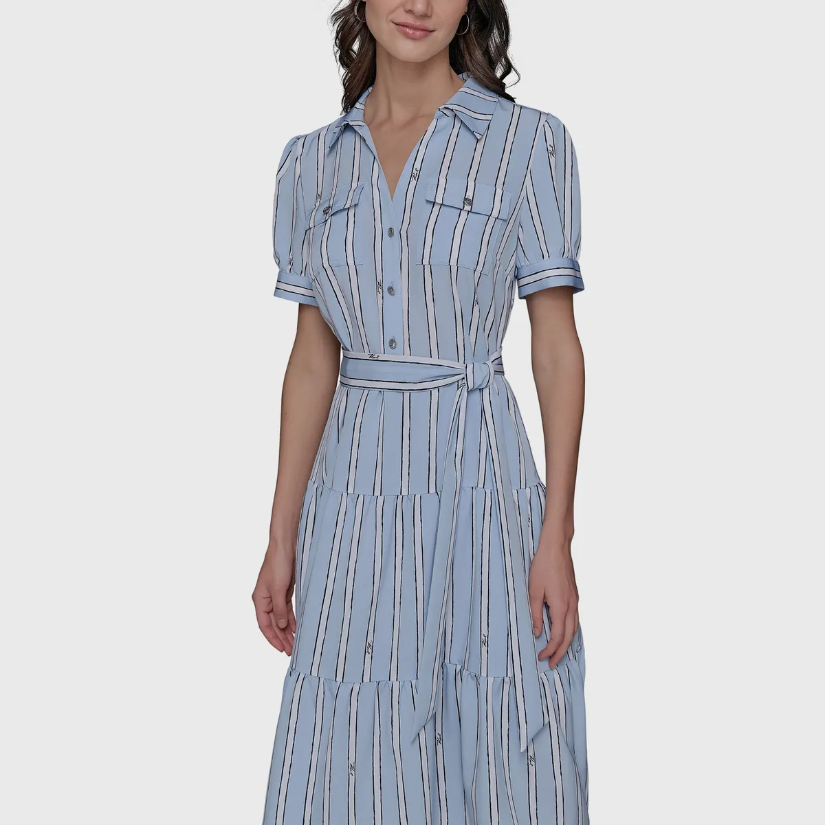 KARL LAGERFELD - Vestido midi con estampado de rayas