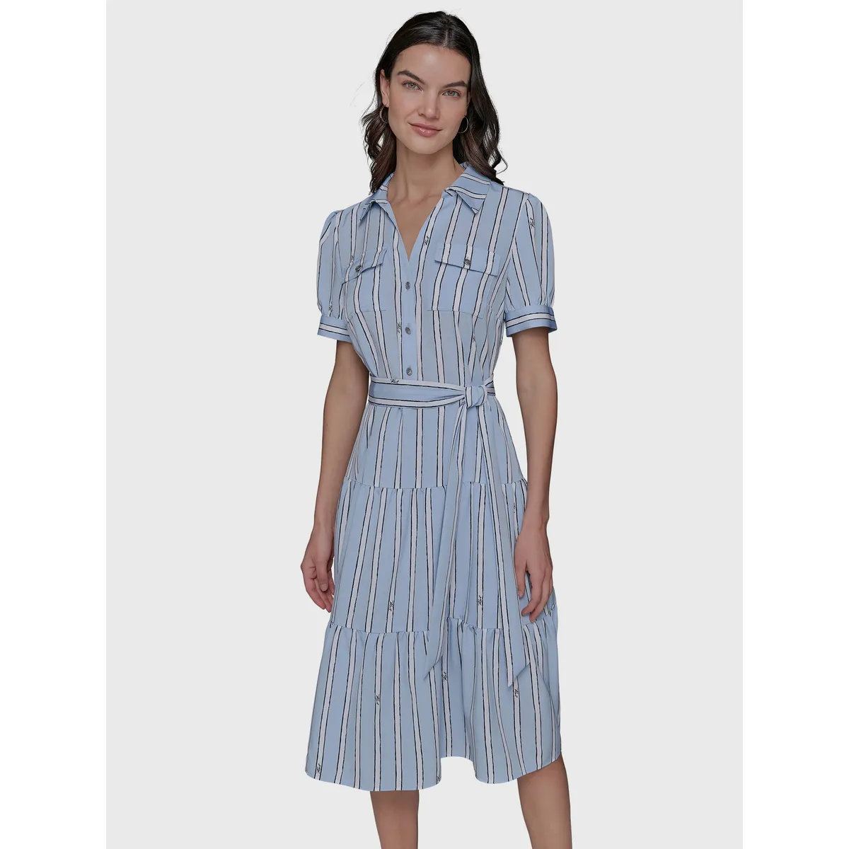 KARL LAGERFELD - Vestido midi con estampado de rayas
