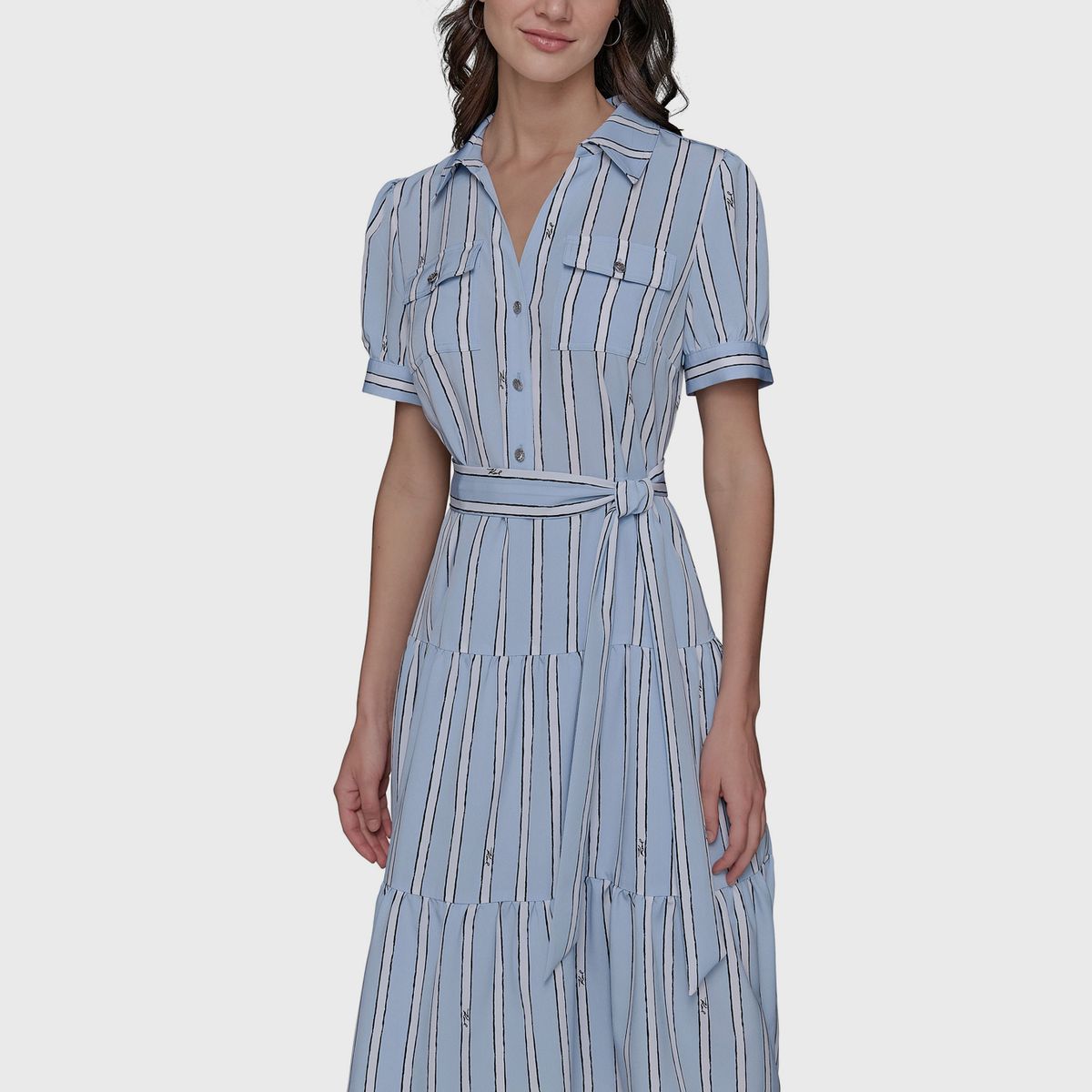 KARL LAGERFELD - Vestido midi con estampado de rayas