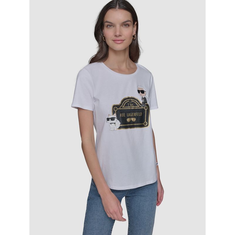 KARL LAGERFELD - Polera con estampado Rue Lagerfeld