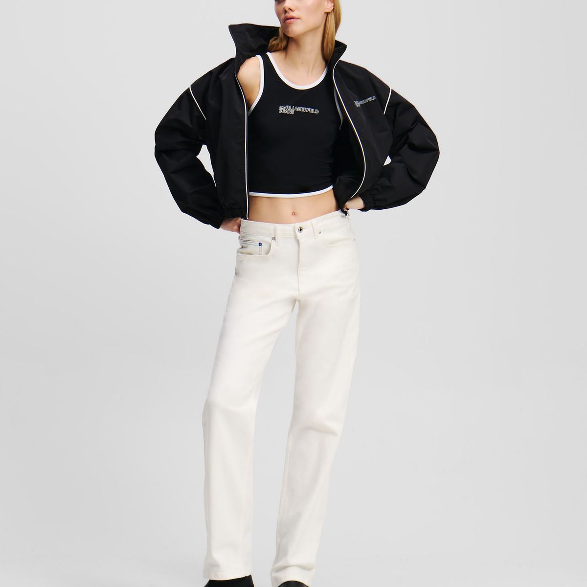 KARL LAGERFELD - Polera sin mangas con detalles de ribete