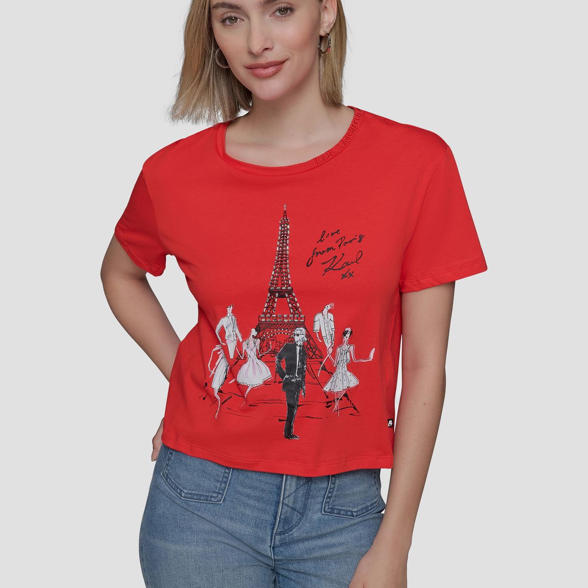 KARL LAGERFELD - Polera de manga corta con estampado Eiffel & Fashion