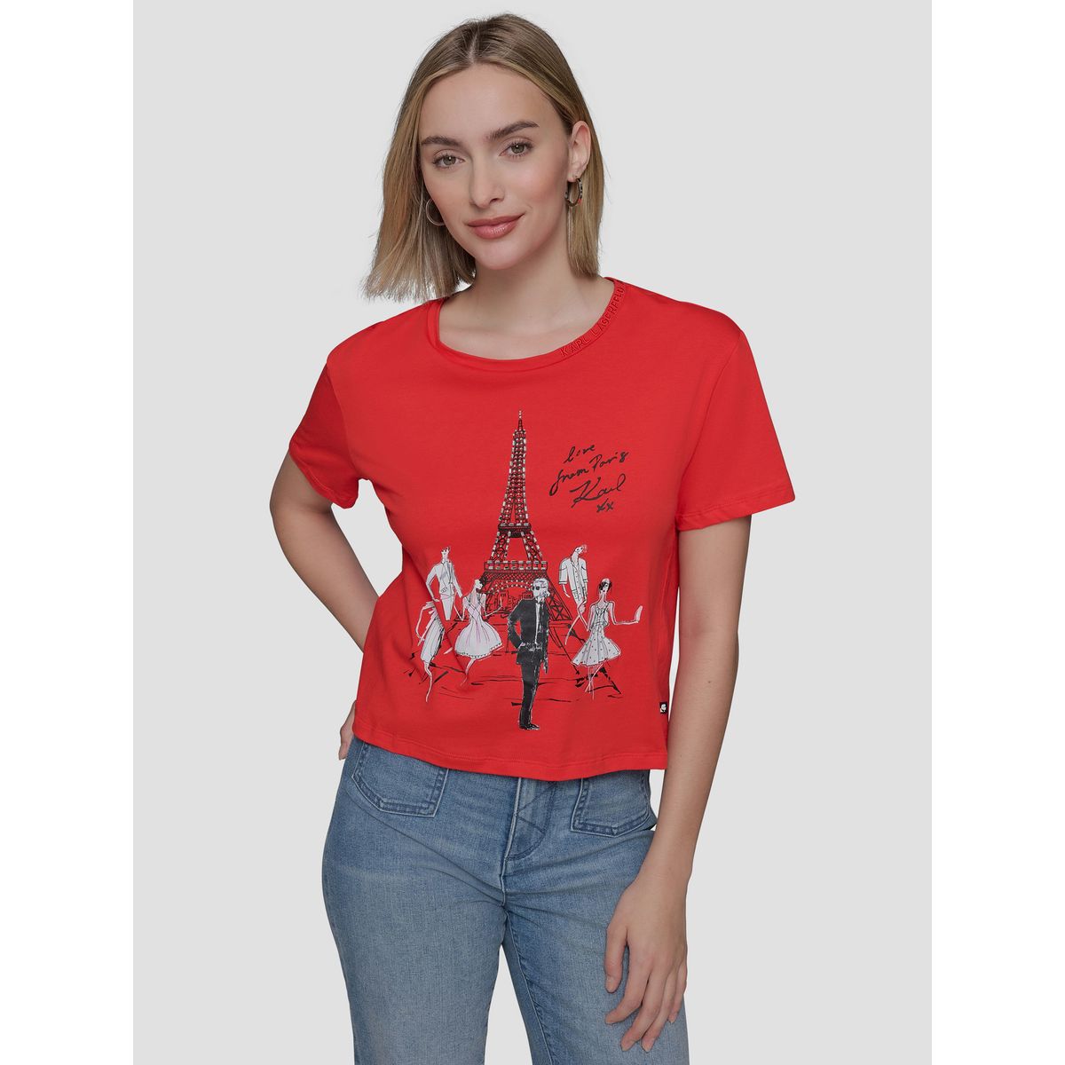 KARL LAGERFELD - Polera de manga corta con estampado Eiffel & Fashion