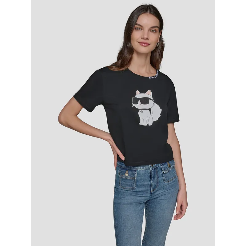 KARL LAGERFELD - Polera con estampado de choupette con gafas de sol