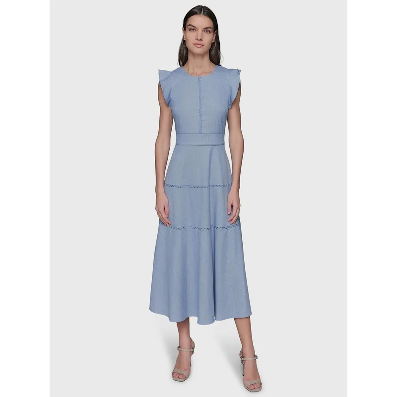 KARL LAGERFELD - Vestido midi con detalles de encaje