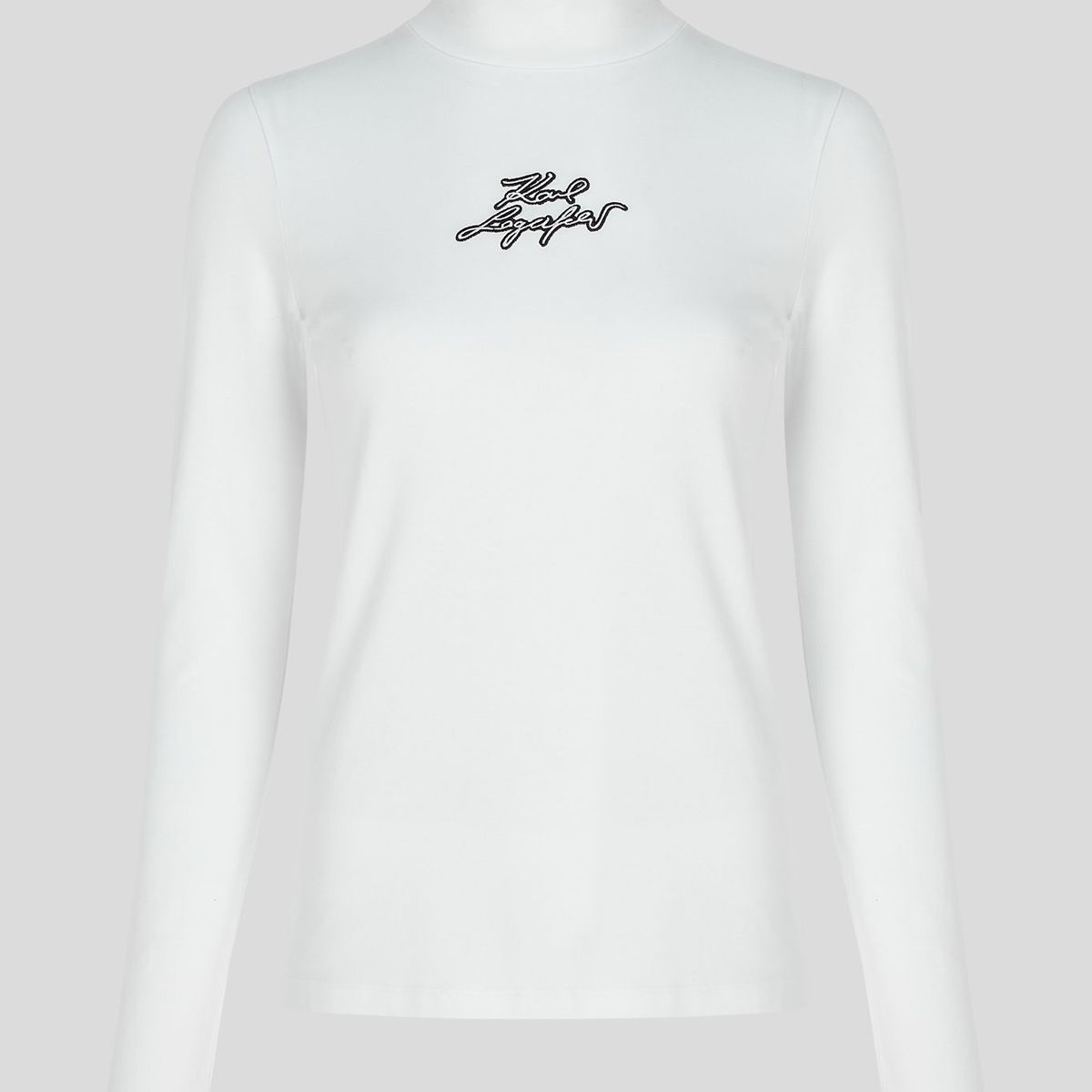KARL LAGERFELD - Polera con cuello alto y logotipo bordado