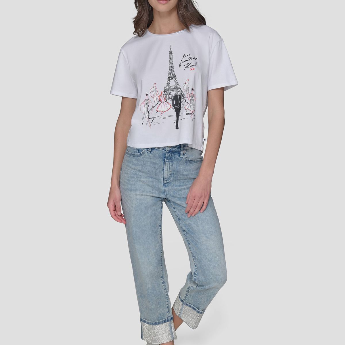 KARL LAGERFELD - Polera de manga corta con estampado Eiffel & Fashion