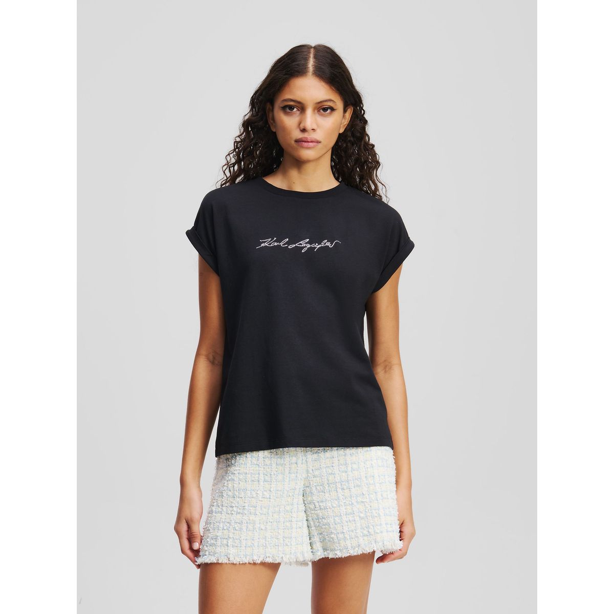 KARL LAGERFELD - Polera con pedrería KARL signature