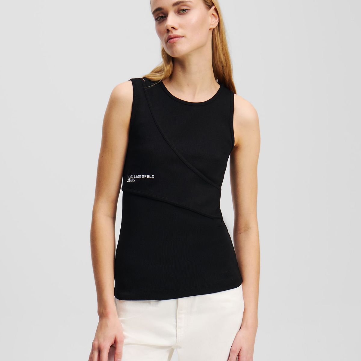 KARL LAGERFELD - Polera acanalada sin mangas