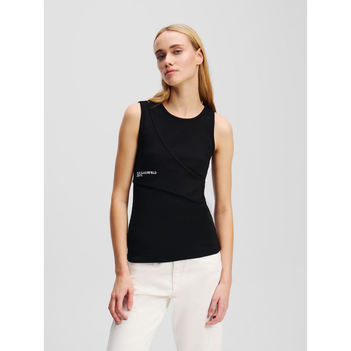 KARL LAGERFELD - Polera acanalada sin mangas